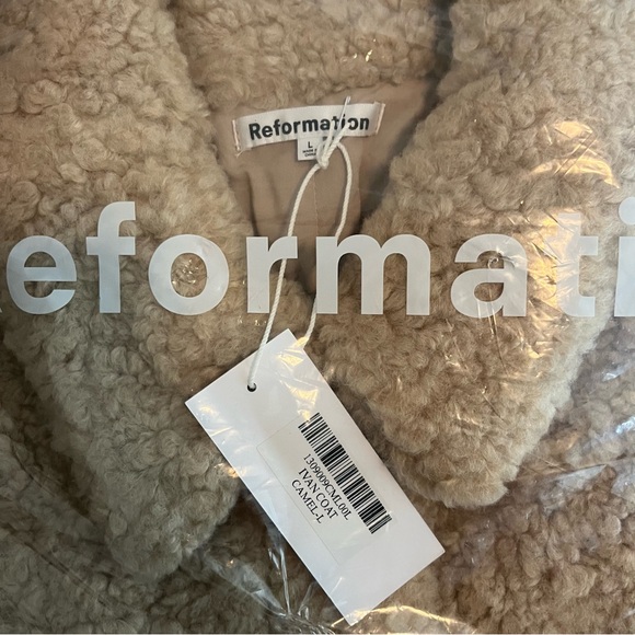 NEW NWT Reformation Coat Jacket Ivan Camel Sherpa - Picture 12 of 13